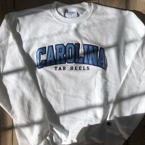 UNC crew neck sweater. All white, Champion brand size Small